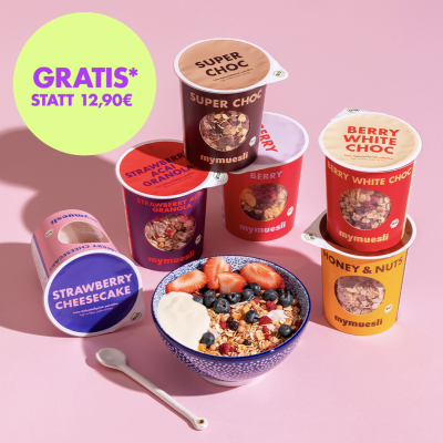 Gratis* 6x Bio-Müsli von mymuesli