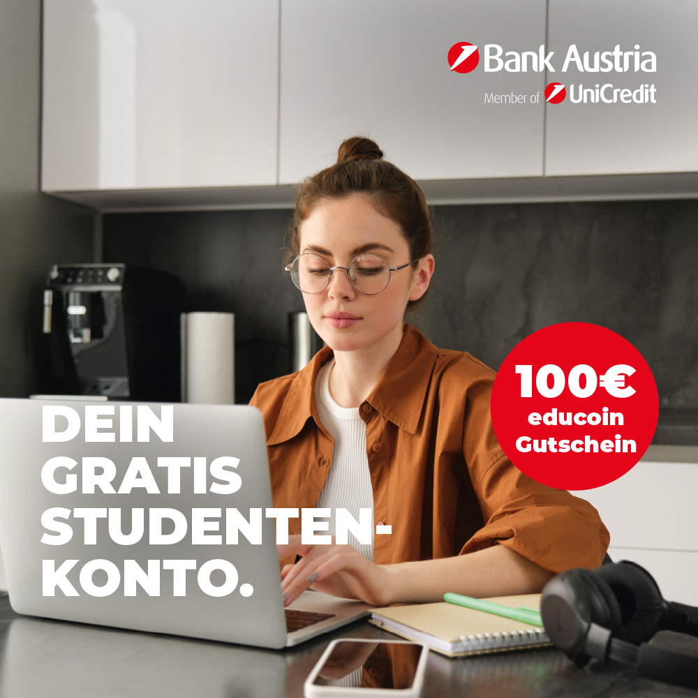 Studentenkonto eröffnen und educoin Gutschein kassieren. 